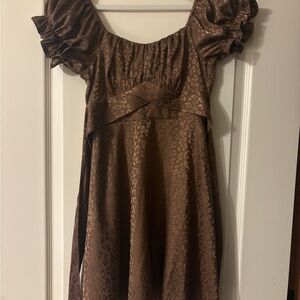 Francesca's Collections Chocolate Puff Sleeve Mini Dress